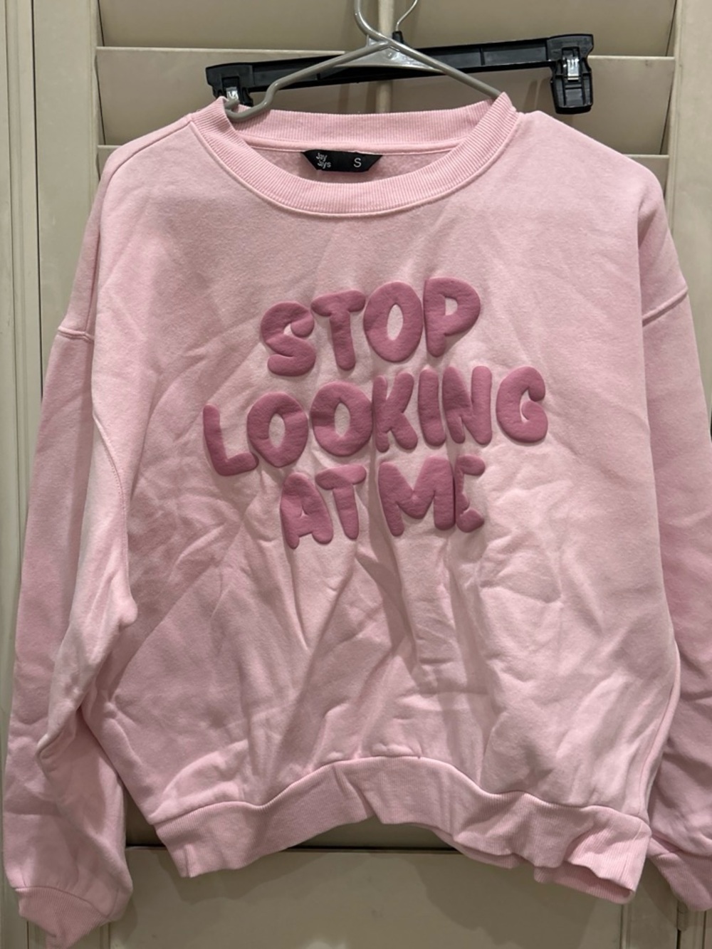 Light Pink 'Stop Looking At Me' Crewneck Sweatshirt